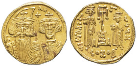 EMPIRE BYZANTIN - BYZANTINE
Constant II (641-668). Solidus avec Constantin IV, Héraclius et Tibère ND (après 659), Constantinople, 8e officine.
BC.964...