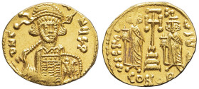 EMPIRE BYZANTIN - BYZANTINE
Constantin IV (668-685). Solidus, avec Héraclius et Tibère ND (674-680), Constantinople, 4e officine.
BC.1156 - Morrisson ...