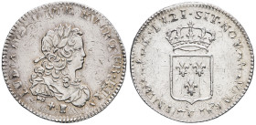 FRANCE / CAPÉTIENS - FRANCE / ROYAL
Louis XV (1715-1774). Tiers d’écu de France 1721, 9, Rennes.
Dy.1667A - G.306 ; Argent - 8,11 g - 29 mm - 6 h
Réfo...