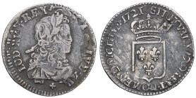 FRANCE / CAPÉTIENS - FRANCE / ROYAL
Louis XV (1715-1774). Sixième d’écu de France 1721, G, Poitiers.
Dy.1668 - G.297 ; Argent - 3,99 g - 23 mm - 6 h
E...
