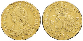 FRANCE / CAPÉTIENS - FRANCE / ROYAL
Louis XV (1715-1774). Louis d’or aux lunettes 1726, D, Lyon.
Dy.1640 - G.340 - Fr.461 ; Or - 8,04 g - 24 mm - 6 h
...