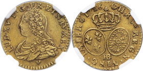 FRANCE / CAPÉTIENS - FRANCE / ROYAL
Louis XV (1715-1774). Demi-louis d’or aux lunettes 1726, BB, Strasbourg.
Dy.1641 - G.329 - Fr.462 ; Or - 20 mm - 6...