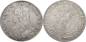 FRANCE / CAPÉTIENS - FRANCE / ROYAL
Louis XV (1715-1774). Écu de Béarn aux rameaux d’olivier 1730, vache, Pau.
Dy.1675 - G.321a - Dav.A1330 ; Argent -...
