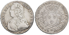 FRANCE / CAPÉTIENS - FRANCE / ROYAL
Louis XV (1715-1774). Demi-écu aux rameaux d’olivier 1729, D, Lyon.
Dy.1676 - G.313 ; Argent - 14,57 g - 32 mm - 6...