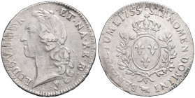 FRANCE / CAPÉTIENS - FRANCE / ROYAL
Louis XV (1715-1774). Écu au bandeau de Béarn 1755, vache, Pau.
Dy.1680 - G.322a - Dav.A1331 ; Argent - 29,01 g - ...