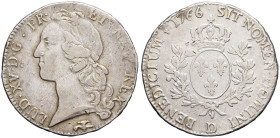 FRANCE / CAPÉTIENS - FRANCE / ROYAL
Louis XV (1715-1774). Écu au bandeau 1766, D, Lyon.
Dy.1680 - G.322 - Dav.1331 ; Argent - 29,06 g - 40,5 mm - 6 h
...