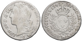 FRANCE / CAPÉTIENS - FRANCE / ROYAL
Louis XV (1715-1774). Demi-écu au bandeau de Béarn 1747, vache, Pau.
Dy.1681 - G.314a ; Argent - 14,22 g - 33,5 mm...