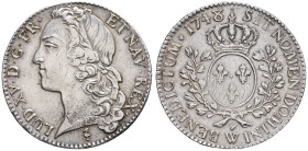 FRANCE / CAPÉTIENS - FRANCE / ROYAL
Louis XV (1715-1774). Demi-écu au bandeau 1748, W, Lille.
Dy.1681 - G.314 ; Argent - 14,67 g - 32 mm - 6 h
Léger n...