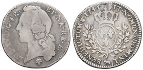 FRANCE / CAPÉTIENS - FRANCE / ROYAL
Louis XV (1715-1774). Cinquième d’écu au bandeau de Béarn 1741, vache, Pau.
Dy.1682 - G.299a ; Argent - 5,44 g - 2...