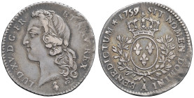FRANCE / CAPÉTIENS - FRANCE / ROYAL
Louis XV (1715-1774). Cinquième d’écu au bandeau 1759/7, A, Paris.
Dy.1682 - G.299 (R4) ; Argent - 5,79 g - 26 mm ...