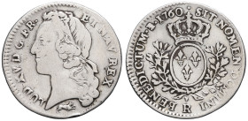 FRANCE / CAPÉTIENS - FRANCE / ROYAL
Louis XV (1715-1774). Cinquième d’écu au bandeau 1760, R, Orléans.
Dy.1682 - G.299 ; Argent - 5,69 g - 26 mm - 6 h...