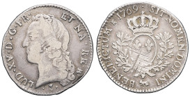 FRANCE / CAPÉTIENS - FRANCE / ROYAL
Louis XV (1715-1774). Cinquième d’écu au bandeau de Béarn 1769, vache, Pau.
Dy.1682 - G.299a ; Argent - 5,64 g - 2...