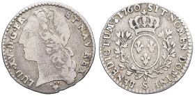 FRANCE / CAPÉTIENS - FRANCE / ROYAL
Louis XV (1715-1774). Dixième d’écu au bandeau 1760, S, Reims.
Dy.1683 - G.292 ; Argent - 2,81 g - 21,5 mm - 6 h
T...