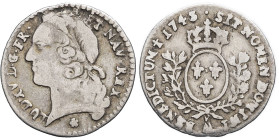 FRANCE / CAPÉTIENS - FRANCE / ROYAL
Louis XV (1715-1774). Vingtième d’écu au bandeau 1743, AA, Metz.
Dy.1684 - G.284 (R3) ; Argent - 1,43 g - 18 mm - ...