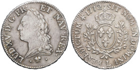 FRANCE / CAPÉTIENS - FRANCE / ROYAL
Louis XV (1715-1774). Écu dit à la vieille tête 1772, L, Bayonne.
Dy.1685 - G.323 - Dav.1332 ; Argent - 29,22 g - ...