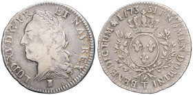 FRANCE / CAPÉTIENS - FRANCE / ROYAL
Louis XV (1715-1774). Demi-écu dit à la vieille tête 1773, T, Nantes.
Dy.1686 - G.315 ; Argent - 14,33 g - 33 mm -...