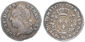 FRANCE / CAPÉTIENS - FRANCE / ROYAL
Louis XV (1715-1774). Dixième d’écu à la vieille tête 1773, AA, Metz.
Dy.1688 - G.293 ; Argent - 2,59 g - 22 mm - ...