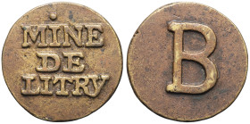FRANCE / CAPÉTIENS - FRANCE / ROYAL
Louis XV (1715-1774). Jeton, Mines de Litry ND (XVIIIe s.).
Florange 57 ; Bronze - 15,25 g - 29 mm - 6 h
TTB.
La m...