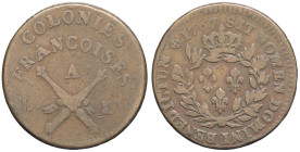 FRANCE / CAPÉTIENS - FRANCE / ROYAL
Louis XV (1715-1774). Sol des colonies françaises 1767, A, Paris.
Lec.277 - KM.6 ; Cuivre - 12,27 g - 29 mm - 6 h
...