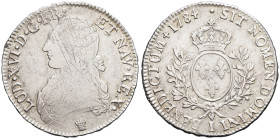 FRANCE / CAPÉTIENS - FRANCE / ROYAL
Louis XVI (1774-1792). Écu aux rameaux d’olivier 1784, I, Limoges.
Dy.1708 - G.356 ; Argent - 29,03 g - 42 mm - 6 ...