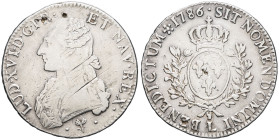 FRANCE / CAPÉTIENS - FRANCE / ROYAL
Louis XVI (1774-1792). Écu aux rameaux d’olivier 1786, L, Bayonne.
Dy.1708 - G.356 ; Argent - 28,99 g - 41,5 mm - ...