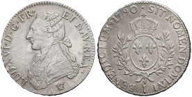 FRANCE / CAPÉTIENS - FRANCE / ROYAL
Louis XVI (1774-1792). Écu aux rameaux d’olivier 1790, I, Limoges.
Dy.1708 - G.356 ; Argent - 28,83 g - 41,5 mm - ...