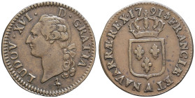 FRANCE / CAPÉTIENS - FRANCE / ROYAL
Louis XVI (1774-1792). Sol 1791, A, Paris.
Dy.1714 - G.350 ; Cuivre - 10,80 g - 30 mm - 6 h
Patine marron homogène...