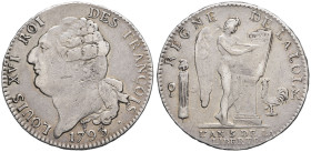 FRANCE / CAPÉTIENS - FRANCE / ROYAL
Constitution (1791-1792). Écu de 6 livres FRANÇOIS 1793 - An 5, K, Bordeaux.
G.55 - Dy.1718 ; Argent - 28,96 g - 3...
