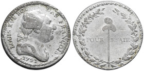 FRANCE / CAPÉTIENS - FRANCE / ROYAL
Constitution (1791-1792). Module de 2 sols, essai de Bernier 1791 (moulage postérieur).
G.22 - Maz.225 v. ; Étain ...