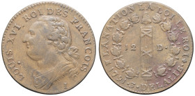 FRANCE / CAPÉTIENS - FRANCE / ROYAL
Constitution (1791-1792). 12 deniers FRANÇOIS 1791, 2e semestre - An 3, I, Limoges.
G.15 - Dy.1723 ; Cuivre - 12,0...