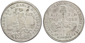 FRANCE / CAPÉTIENS - FRANCE / ROYAL
Constitution (1791-1792). Trois sols, caisse de Bonne Foi 1791 - An III, Paris.
Maz.116 ; Cuivre argenté - 5,53 g ...