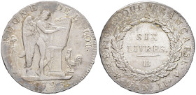 FRANCE - FRANCE
Convention (1792-1795). Écu de 6 livres FRANÇAISE 1793 - An II, BB, Strasbourg.
G.59 ; Argent - 29,36 g - 37 mm - 6 h
TTB à Superbe....