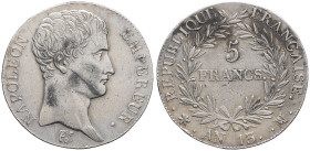 FRANCE - FRANCE
Premier Empire / Napoléon Ier (1804-1814). 5 francs tête nue, calendrier révolutionnaire An 13 (1805), MA, Marseille.
G.580 - F.303 ; ...