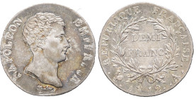 FRANCE - FRANCE
Premier Empire / Napoléon Ier (1804-1814). Demi-franc calendrier révolutionnaire An 12 (1804), A, Paris.
G.395 - F.174 ; Argent - 2,49...