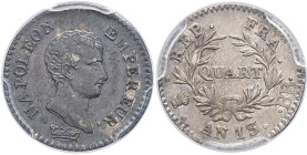 FRANCE - FRANCE
Premier Empire / Napoléon Ier (1804-1814). Quart de franc calendrier révolutionnaire An 13 (1805), BB, Strasbourg.
G.346 - F.158 ; Arg...
