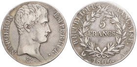FRANCE - FRANCE
Premier Empire / Napoléon Ier (1804-1814). 5 francs Empereur, calendrier grégorien 1806, A, Paris.
G.581 - F.304 ; Argent - 24,78 g - ...