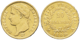 FRANCE - FRANCE
Premier Empire / Napoléon Ier (1804-1814). 20 francs Empire 1809, A, Paris.
G.1025 - F.516 - Fr.513 ; Or - 6,40 g - 21 mm - 6 h
TB à T...