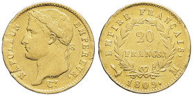 FRANCE - FRANCE
Premier Empire / Napoléon Ier (1804-1814). 20 francs Empire 1809, M, Toulouse.
G.1025 - F.516 - Fr.513 ; Or - 6,41 g - 21 mm - 6 h
Seu...