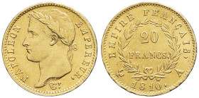 FRANCE - FRANCE
Premier Empire / Napoléon Ier (1804-1814). 20 francs Empire 1810, A, Paris.
G.1025 - F.516 - Fr.513 ; Or - 6,46 g - 21 mm - 6 h
Légère...