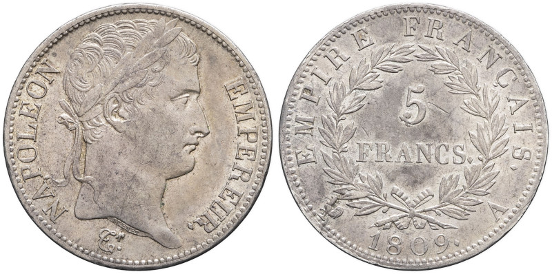 FRANCE - FRANCE
Premier Empire / Napoléon Ier (1804-1814). 5 francs Empire 1809,...