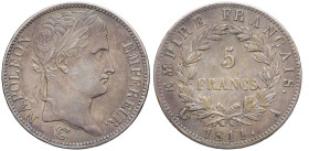 FRANCE - FRANCE
Premier Empire / Napoléon Ier (1804-1814). 5 francs Empire 1811, A, Paris.
G.584 - F.307 ; Argent - 24,95 g - 37 mm - 6 h
Superbe.