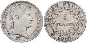 FRANCE - FRANCE
Premier Empire / Napoléon Ier (1804-1814). 5 francs Empire 1812, MA, Marseille.
G.584 - F.307 ; Argent - 24,90 g - 37 mm - 6 h
Exempla...