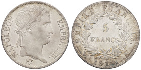 FRANCE - FRANCE
Premier Empire / Napoléon Ier (1804-1814). 5 francs Empire 1812, MA, Marseille.
G.584 - F.307 ; Argent - 24,82 g - 37 mm - 6 h
TTB.