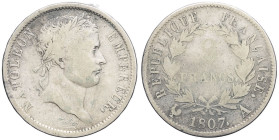 FRANCE - FRANCE
Premier Empire / Napoléon Ier (1804-1814). 2 francs Empire 1807, A, Paris.
G.501 - F.255 ; Argent - 9,78 g - 27 mm - 6 h
Rare millésim...