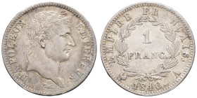 FRANCE - FRANCE
Premier Empire / Napoléon Ier (1804-1814). 1 franc Empire 1810, A, Paris.
G.447 - F.205 ; Argent - 5,17 g - 23 mm - 6 h
TTB.