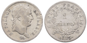 FRANCE - FRANCE
Premier Empire / Napoléon Ier (1804-1814). 1 franc Empire 1813, W, Lille.
G.447 - F.205 ; Argent - 4,94 g - 23 mm - 6 h
TB à TTB.