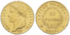 FRANCE - FRANCE
Cent-Jours / Napoléon Ier (mars-juillet 1815). 20 francs Empire 1815, A, Paris.
G.1025a - F.516A - Fr.522 ; Or - 6,43 g - 21 mm - 6 h
...