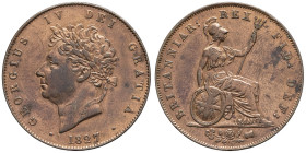 GRANDE-BRETAGNE - UNITED KINGDOM
Georges IV (1820-1830). 1/2 penny 1827, Londres.
S.3824 - KM.692 ; Cuivre - 9,21 g - 28 mm - 12 h
Quelques traces de ...