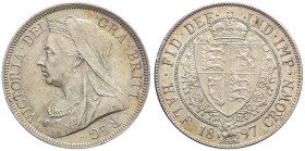GRANDE-BRETAGNE - UNITED KINGDOM
Victoria (1837-1901). Half-crown (demi-couronne) 1897, Londres.
S.3938 - KM.782 ; Argent - 14,15 g - 32 mm - 12 h
Sup...