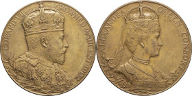 GRANDE-BRETAGNE - UNITED KINGDOM
Édouard VII (1901-1910). Médaille, couronnement du Roi et de la Reine, par G. W. de Saulles 1902, Londres.
Eimer 1871...